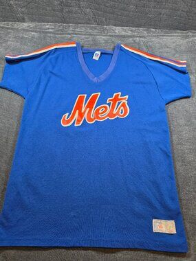Russell Athletic Blue Mets Short Sleeve Tee with Orange & White Script